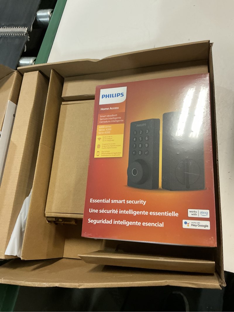 Condition photo showing Good Condition for philips wi-fi smart door lock deadbolt with handle set, keyless entry door lock for front door set, portable fingerprint door lock with app control, ip53 waterproof, auto lock, alexa voice control wi-fi+handle