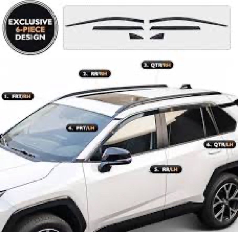 Mengjiesi Shatterproof Out-Channel Window Deflectors for Toyota Rav4 2019 2020 2021 2022 2023 2024 2