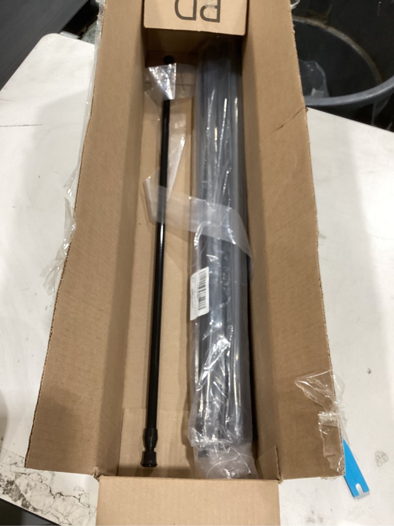 Condition photo showing As Is for tension rods 28 to 48 inches 8 pack spring tension rods,adjustable extension spring rods closet rod cupboard bars thin tension curtain rod for windows,kitchen, bathroom,cupboard,wardrobe (black) black 28-48 inches