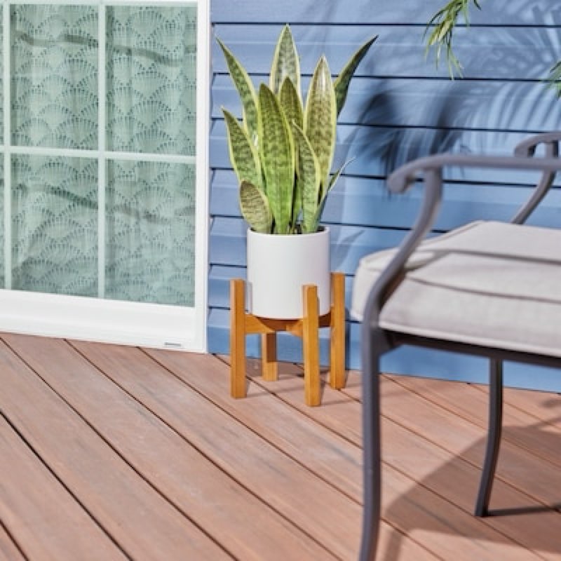 Style Selections Contemporary 10-in H x 10.24-in W Walnut Indoor/Outdoor Square Wood Plant Stand