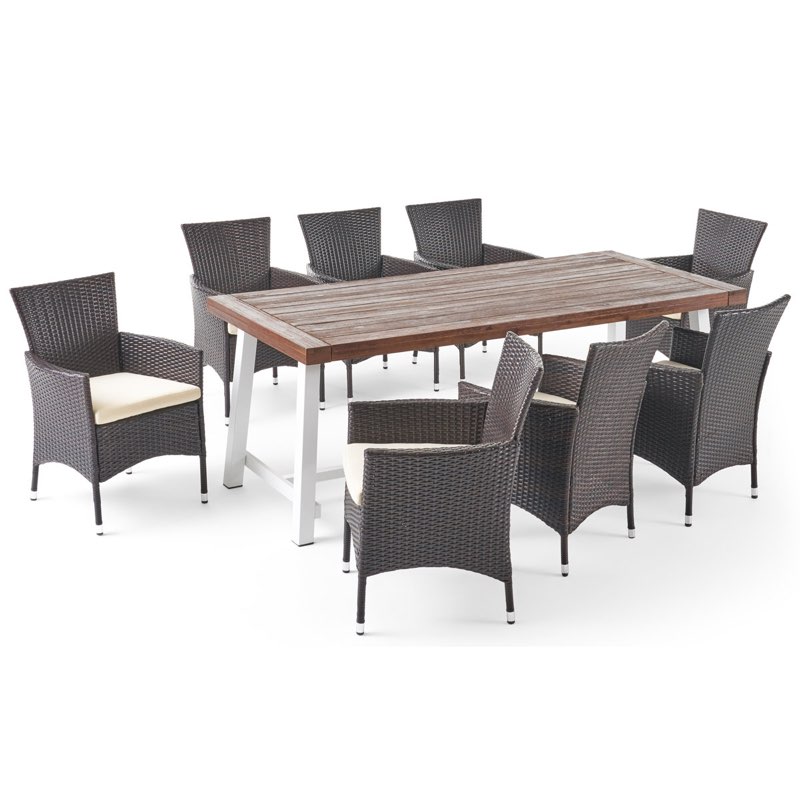 (Incomplete Set 2 Chairs) Morphis Outdoor 9 Piece Dining Set With Cushions