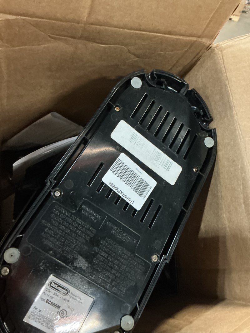 Condition photo showing As Is for De’Longhi Dedica Espresso Machine with Manual Milk Frother, 15-Bar Pump & Adjustable Tray - Home Barista Coffee Maker for Espresso, Latte, Cappuccino & Iced Coffee - Italian Stainless Steel Design Silver