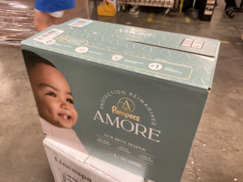 Condition photo showing New/Like New for pampers amore, size 3 (13-26 lbs), 116 count, our best diaper – hypoallergenic & fragrance free, up to 100% leakproof, soft as cashmere size 3 116