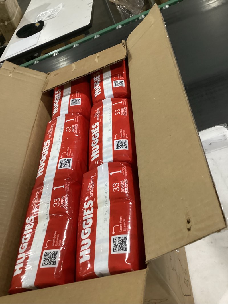 Condition photo showing New/Like New for Huggies Size 1 Diapers, Little Snugglers Diapers, Size 1 (8-14 lbs), 198 Count (6 Packs of 33), Packaging May Vary