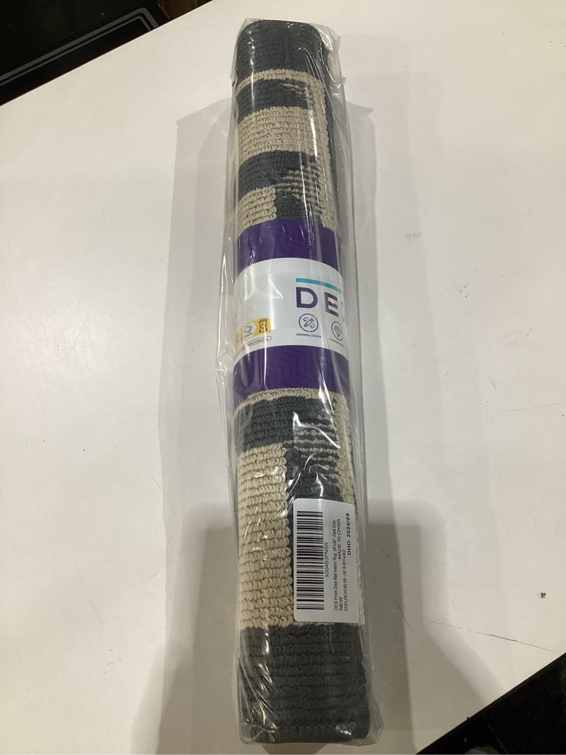 Condition photo showing New/Like New for DEXI Front Door Mat 24x36, Washable Entrance Doormat with Non Slip Backing, Low-Profile Welcome Entry Mats fpr Inside House Entryway Floor, Dark Grey 2' x 3' (Rectangular) Geometric Grey