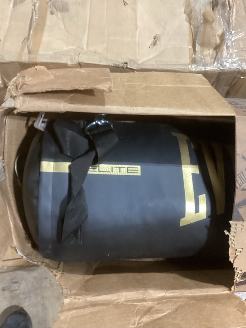 Condition photo showing Good Condition for Everlast Elite Punching Bag – Hanging Heavy Bag for Adults with Dual Strap System | Durable Boxing Bag for Boxing, MMA, Muay Thai, Home Gym Training Black & Gold with Hanger 80 LB