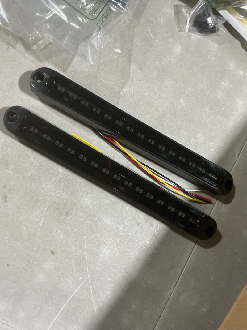 Condition photo showing Good Condition for pseqt 3 color trailer tail brake stop turn signla running led lights bar amber red white rear identification marker waterproof light strip for trailer truck pickup offroad rv atv utv bus van, 2pcs red & amber & white