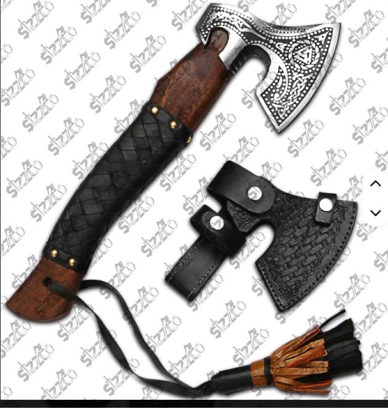 Ancilla Russian Axe Hatchet - Russian Valknut Wood Hand - Crafted Tomahawk Axe - Bearded Viking Hatc