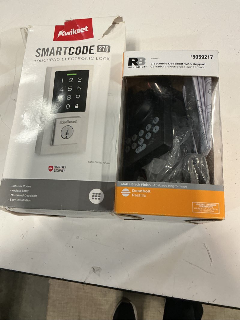 Condition photo showing As Is for kwikset 270 smartcode satin nickel metal electronic touch pad deadbolt