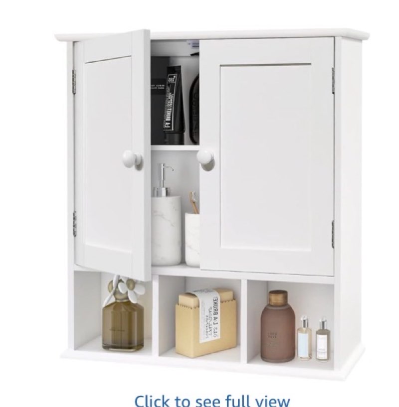 TaoHFE Bathroom Wall Cabinet with 2 Door Adjustable Shelves,Over The Toilet Storage White Wall Mount
