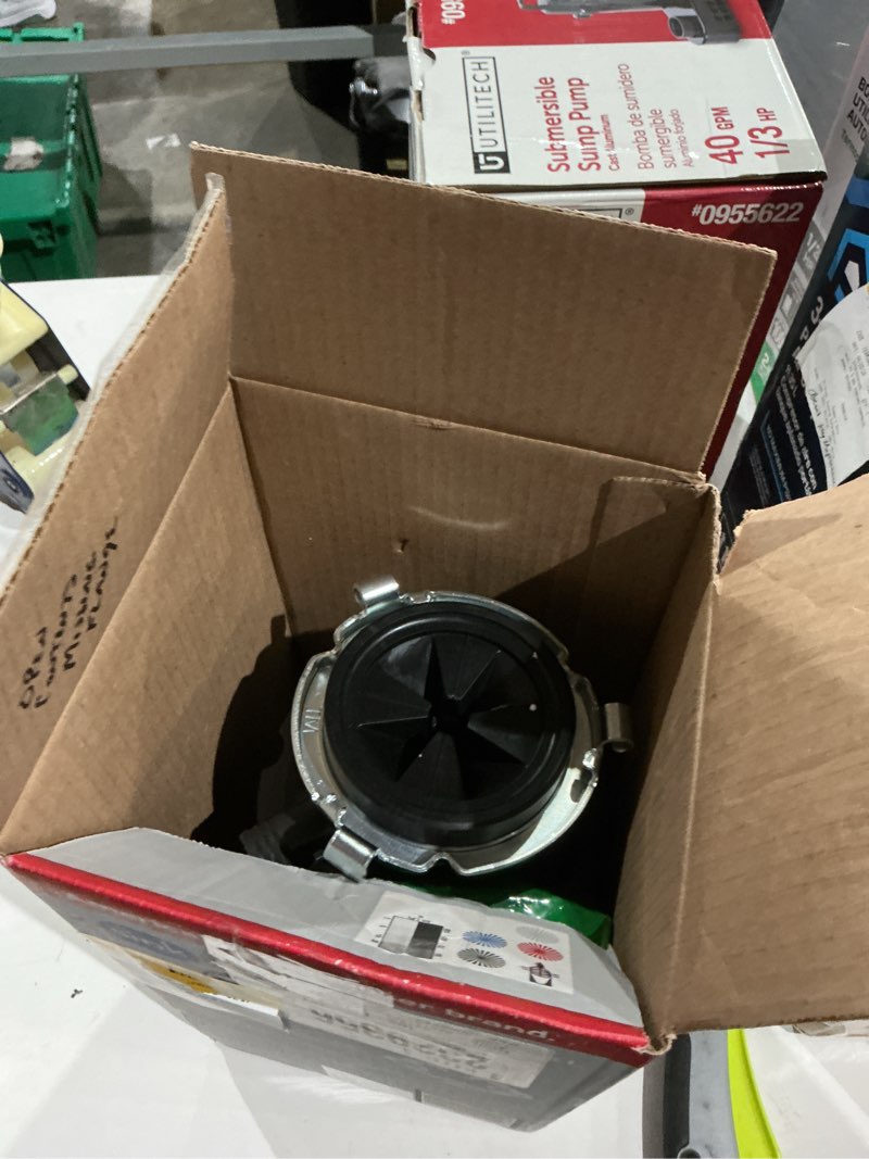 Condition photo showing As Is for insinkerator badger 5xl continuous feed 1/2-hp septic safe non-corded garbage disposal