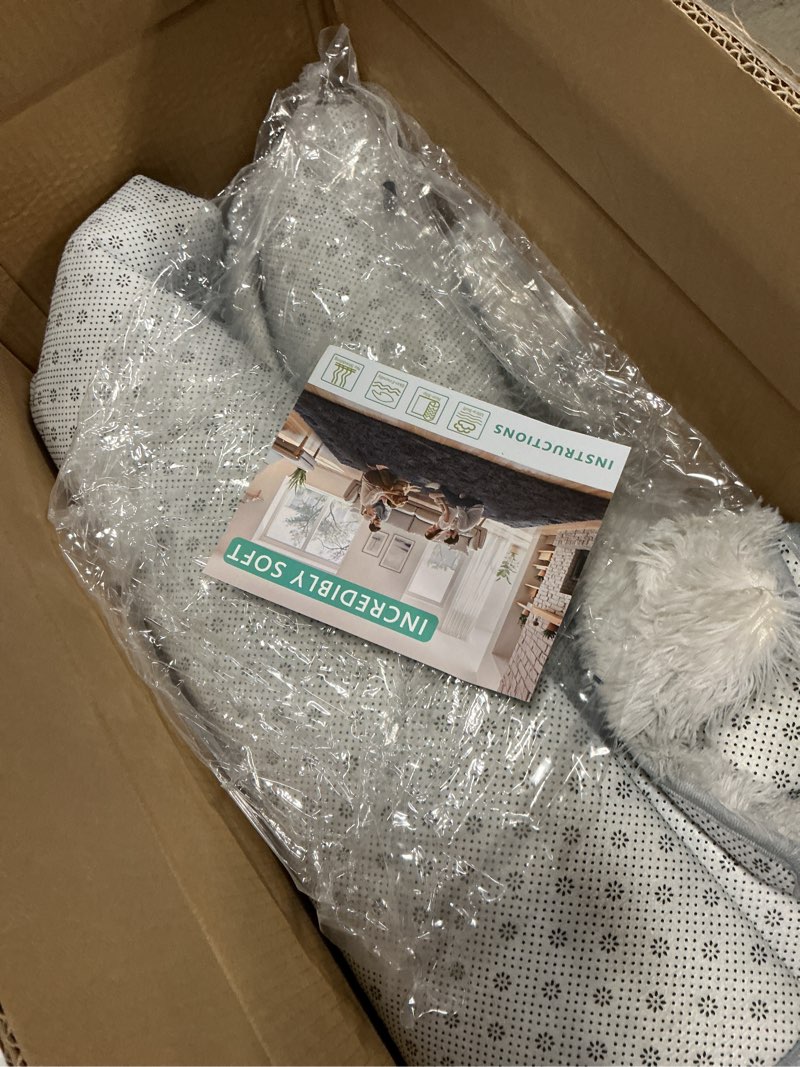 Condition photo showing As Is for Fluffy Rug Shaggy Area Rug, Mottling Grey 8x10 Area Rugs for Living Room, Large Shag Area Rugs for Bedroom Kids Room Home Decor, Upgrade Anti-Skid Rectangular Fuzzy Rugs 8' x 10' (Rectangular) Mottling Grey