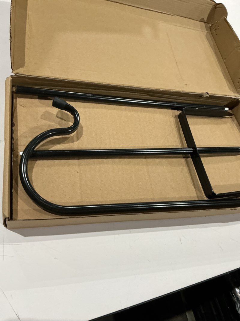 Condition photo showing As Is for excmark 2 pack shepherd hook 48 inch 1/2 inch thick use at weddings, hanging solar lights, lanterns, bird feeders, metal hanger hook. (black, 48 inch) u.s. patent. 48 inch black