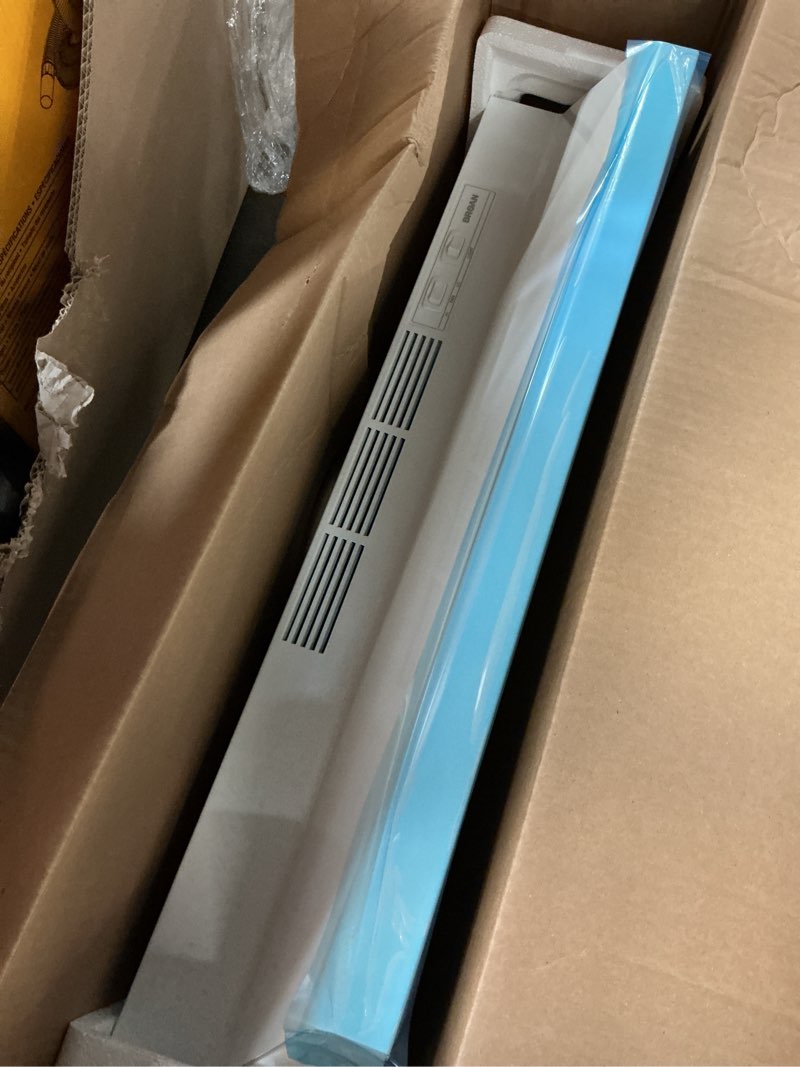 Condition photo showing As Is for broan 30-in ductless 50-cfm fingerprint resistant stainless-steel finish under cabinet range hood with charcoal filter