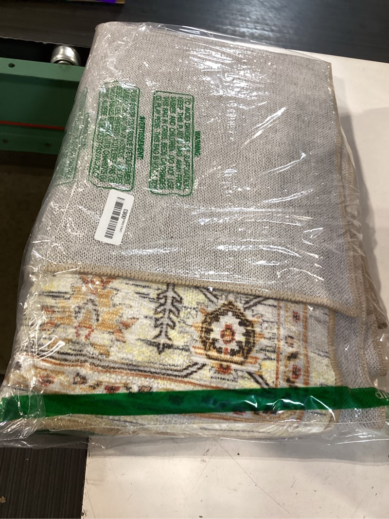 Condition photo showing Good Condition for washable area rug 4' x 6' vintage traditional persian mat - foldable distressed non-slip machine washable carpet for living room bedroom kitchen home decor - dove gray and coral dove gray and coral 4' x 6' (rectangular)