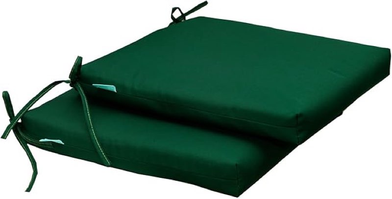 QILLOWAY Outdoor Indoor Seat Cushions, Square Foam Dining Chair Pads,All Weather, 17”x17”x3” 2 count 