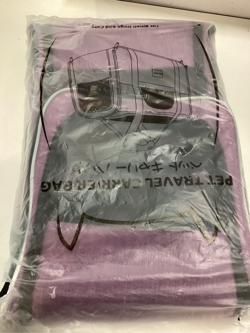 Condition photo showing As Is for morpilot pet travel carrier bag, soft-sided dog carrier cat carrier pet carrier, for large cats and medium puppies up to 25lbs, with locking safety zippers, foldable bowl (purple) 18.0"l x 12.5"w x 14.0"h purple