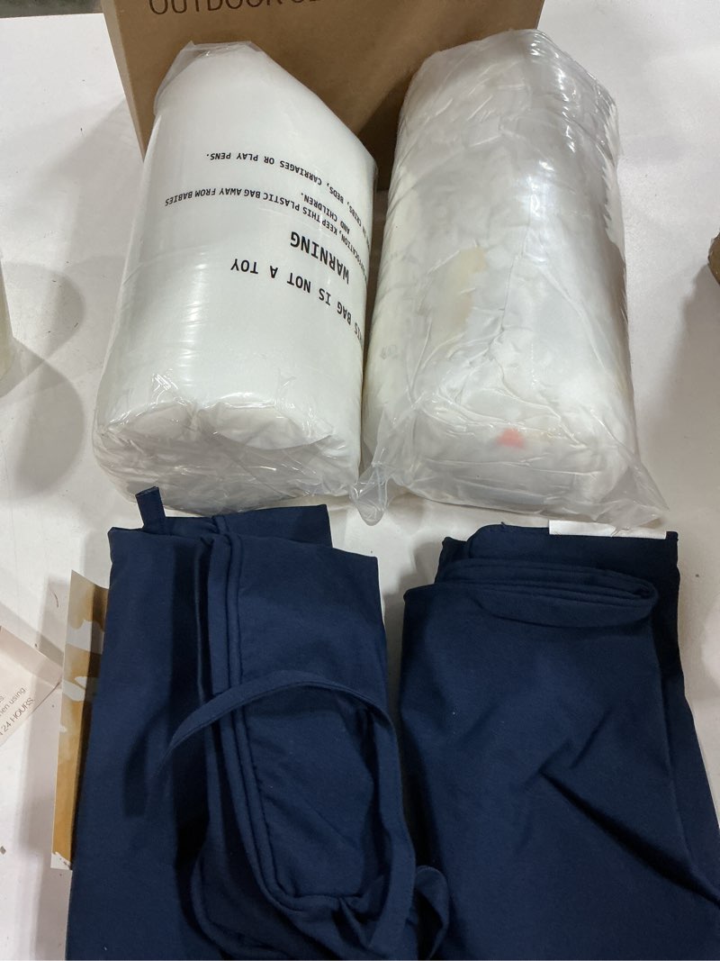 Condition photo showing New/Like New for Outdoor Seat Cushion Set 19 x 19 In, Water-Resistant & Fade-Resistan, Patio Furniture Cushions with Removable Cover Deep Seat & Back Cushion with Handle and Adjustable Straps for Chair Sofa,1PC 1 pack 19*19*3+19*17inch Navy