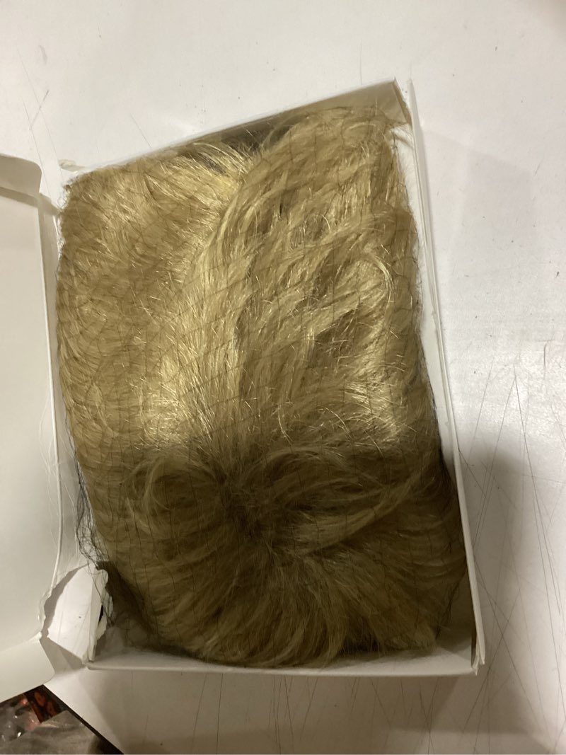 Condition photo showing Good Condition for mens blonde wig short straight synthetic blonde hair wigs for male guy daily wear anime costume halloween cosplay party(fit 21inch-22.5inch head circumference)