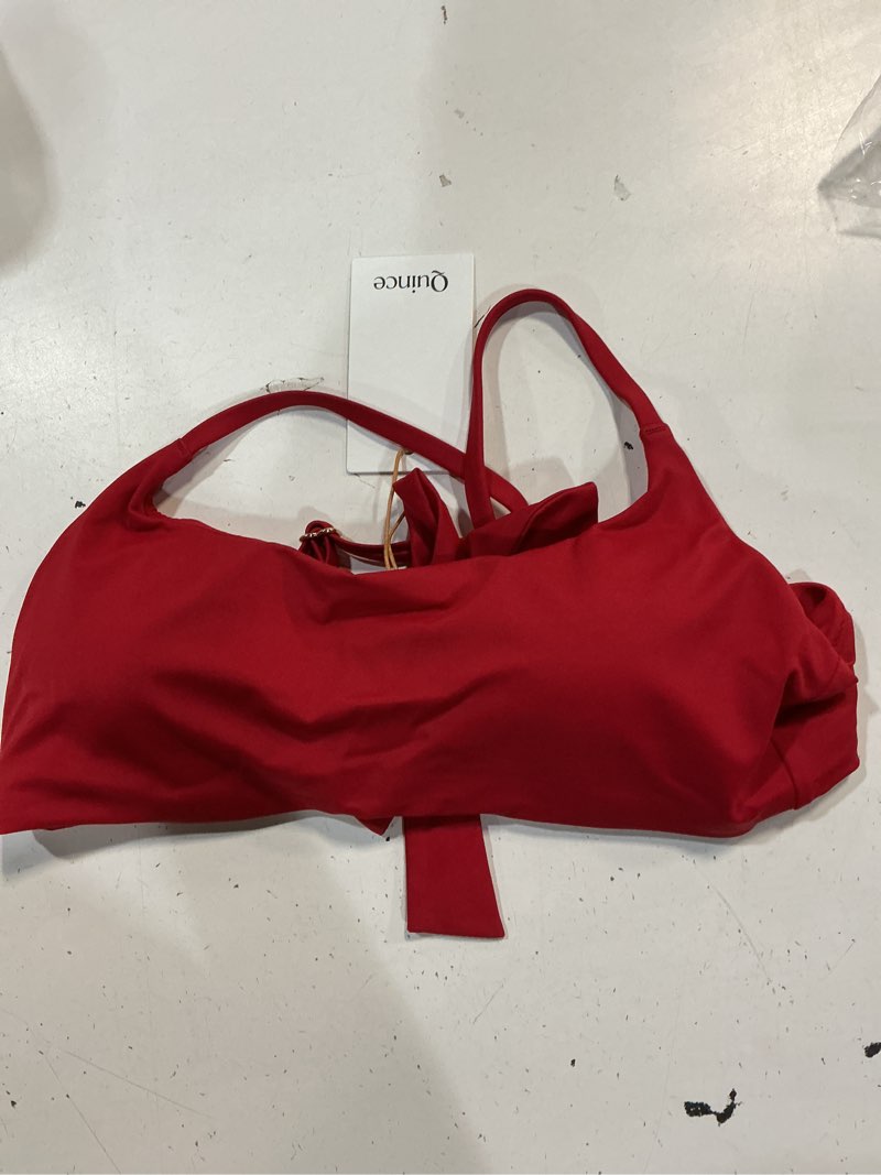 Condition photo showing New/Like New for italian scoop neck bikini top, s, cherry