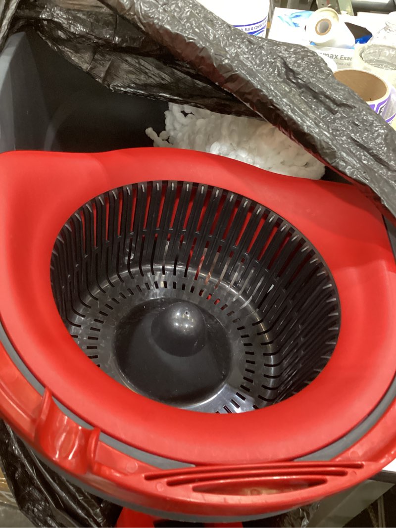 Condition photo showing As Is for o-cedar easywring microfiber spin mop, bucket floor cleaning system, red, gray, standard easywring spin mop & bucket