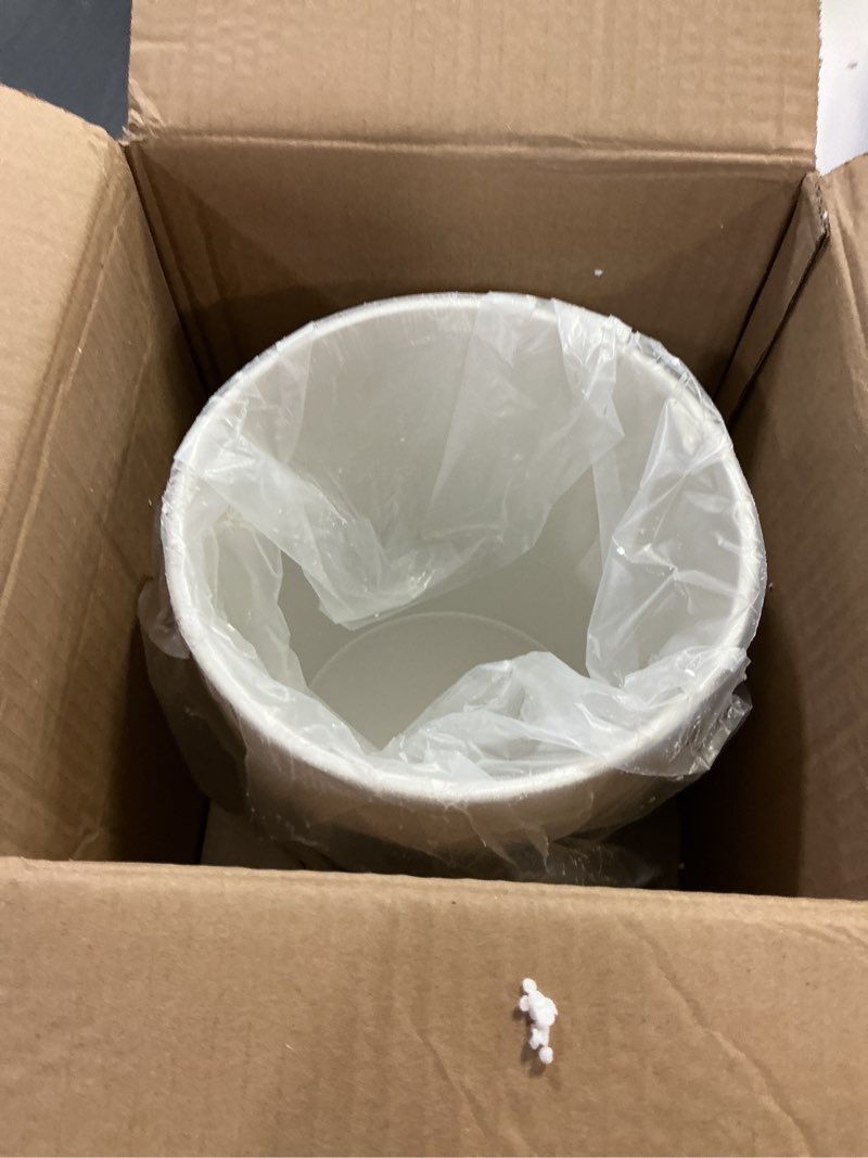 Condition photo showing New/Like New for Zahari Home Decorative Trash Can for Bathroom  Office & Bedroom - 2.1 Gallons Stylish & Small Trash Can for Dorms  Desktop & Restroom - Chic Waste Basket for Compact Spaces  Modern Line  Grey