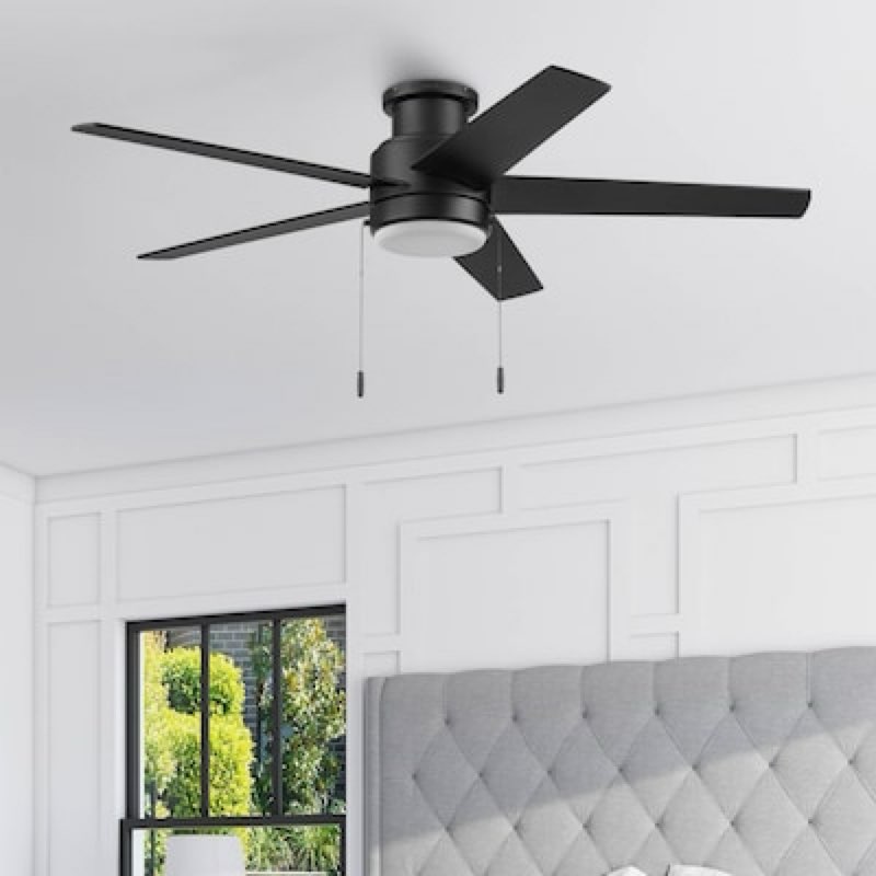 harbor breeze fairbanks easy2hang 52-in matte black with black/sable blades adjustable white