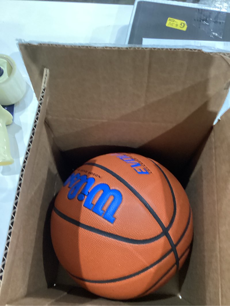 Condition photo showing As Is for WILSON Evolution Indoor Game Basketballs - Size 5, Size 6 and Size 7 Royal/Brown Size 6 - 28.5"