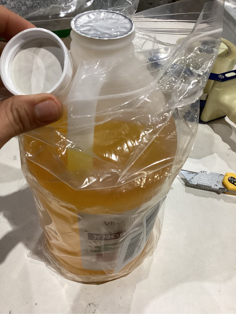 Condition photo showing New/Like New for velona jojoba oil - 64 oz | 100% pure and natural | golden, unrefined, cold pressed, hexane free | moisturizing face, hair, body, skin care, stretch marks, cuticles