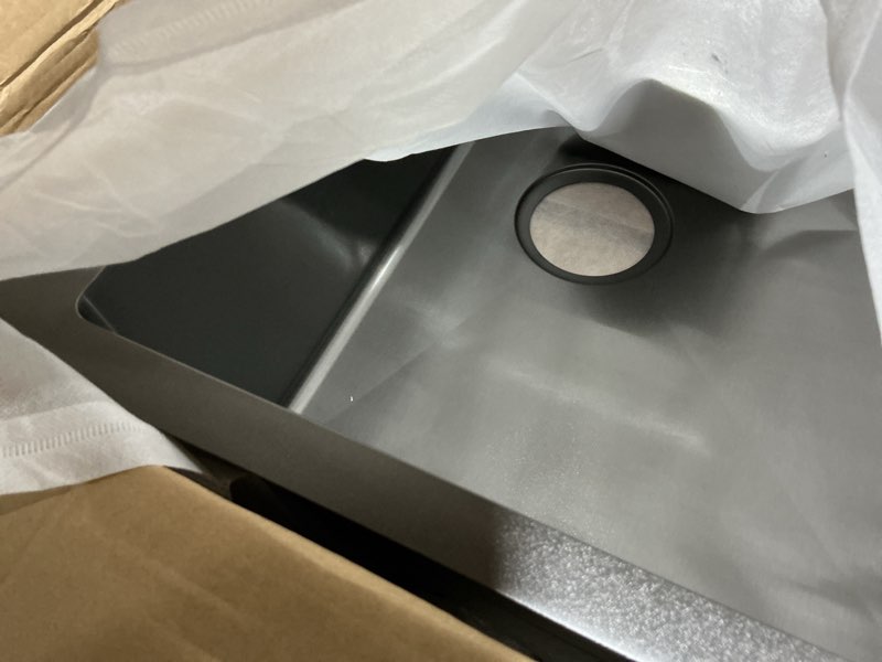 Condition photo showing New/Like New for vapsint 25x22 inch black drop in kitchen sink, 25 inch top mount 16 gauge stainless steel handmade single bowl sink for kitchen, gunmetal black rv laundry utility sinks with drain strainer