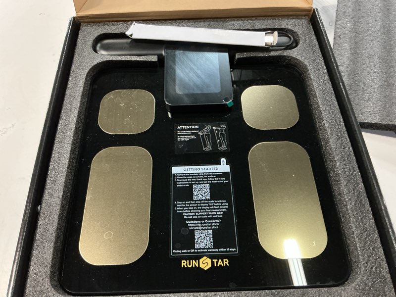 Condition photo showing Good Condition for runstar scale for body weight and fat percentage, 8 electrodes high precision digital scale for bmi 28 body composition measurement, bathroom smart scales with large color display fsa&hsa eligible blackgold
