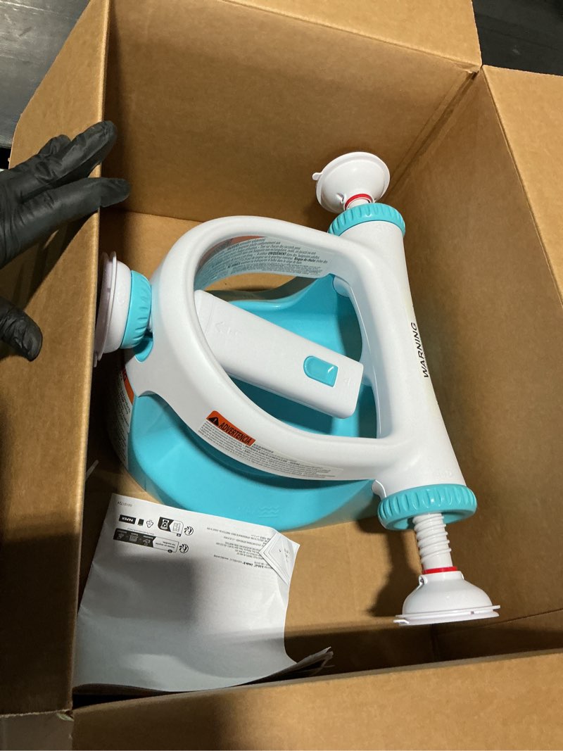 Condition photo showing Good Condition for ingenuity my bath seat for sit-up baby bathing, sure & secure suction cups, astm safety tested & approved, backrest for assisted sitting, easy setup & storage, aqua