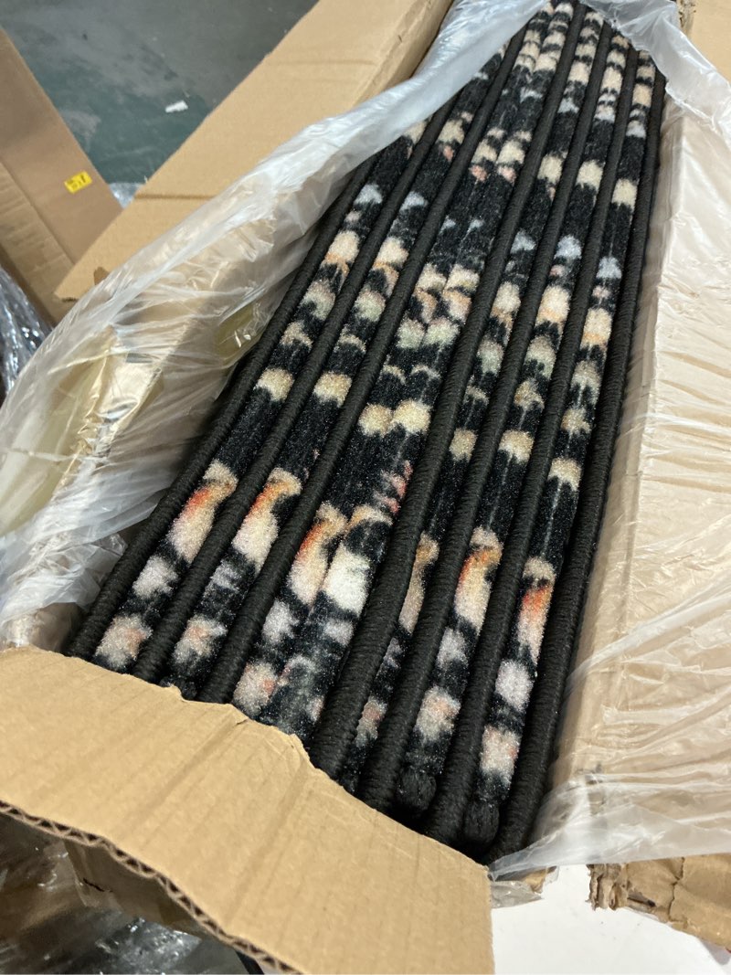 Condition photo showing Good Condition for RORA Bullnose Carpet Stair Treads Non-Slip Stair Treads for Wooden Steps,Washable Stair Carpet,Floral Stair Rugs,Runner Indoor Stair Mats for Pets Elder,14pcs,29.5 ''x9.5 ”x1.5 '',Black 14pcs Black 14