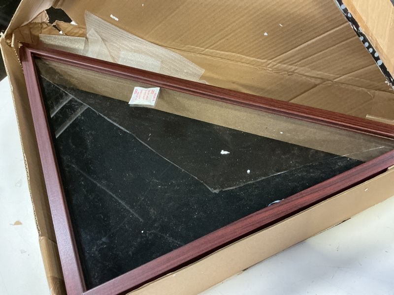 Condition photo showing Good Condition for americanflat large flag display case - fits folded 5x9.5' burial flags - silhouette collection - display box for wall or tabletop - mahogany