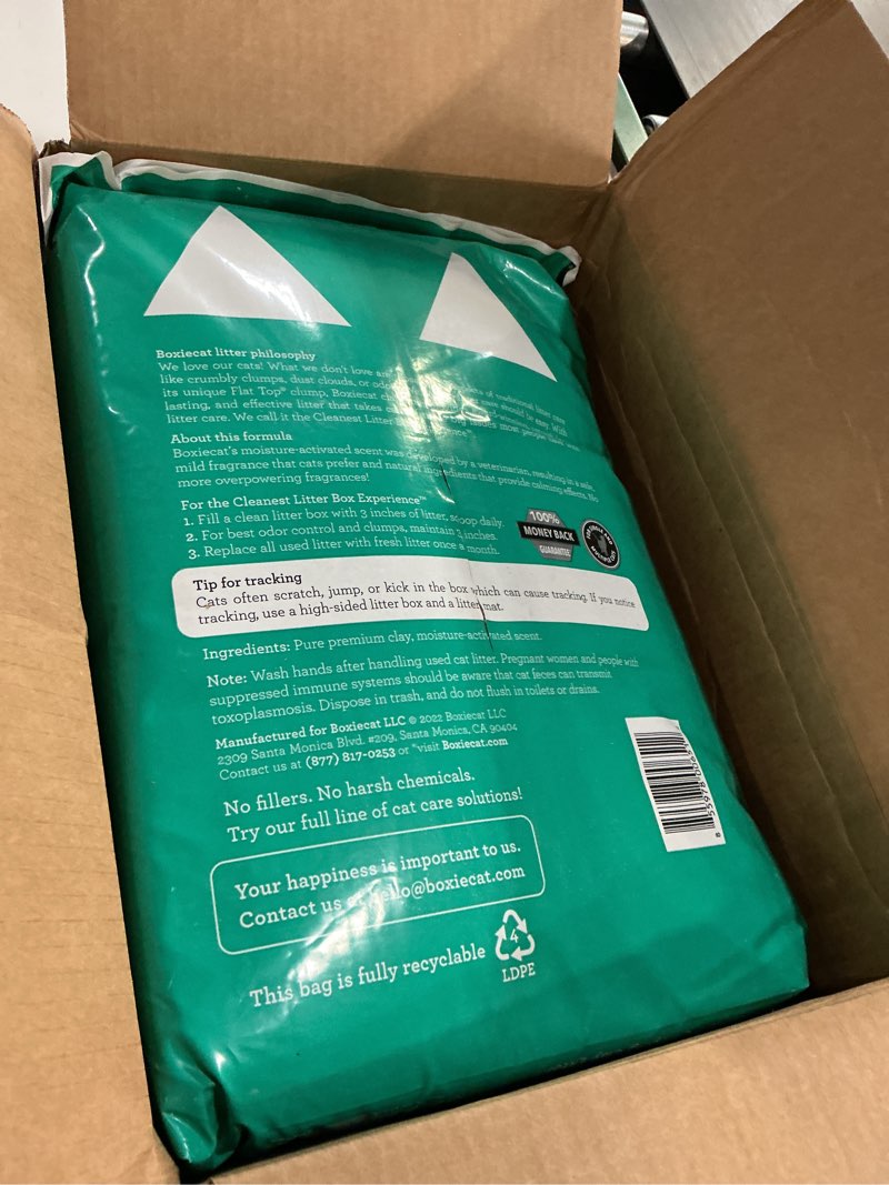 Condition photo showing Good Condition for boxiecat gently scented premium clumping clay cat litter, 40-pounds gently scented 40 lb