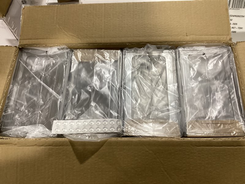 Condition photo showing New/Like New for 4 pack stackable makeup organizer, 4.4'' tall acrylic bathroom makeup organizer and storage drawer with pull-out handle, clear plastic storage bins for vanity,pantry,desk,undersink,kitchen 4pack small