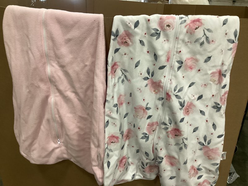 Condition photo showing As Is for (2 pack, similar pattern as stock photo) phf 3 pack warm micro-fleece baby sleep sack 6-12 months, soft baby wearable blanket, 2-way zipper sleeping bags, comfy toddler sleeping sack for girls, medium size, floral medium floral