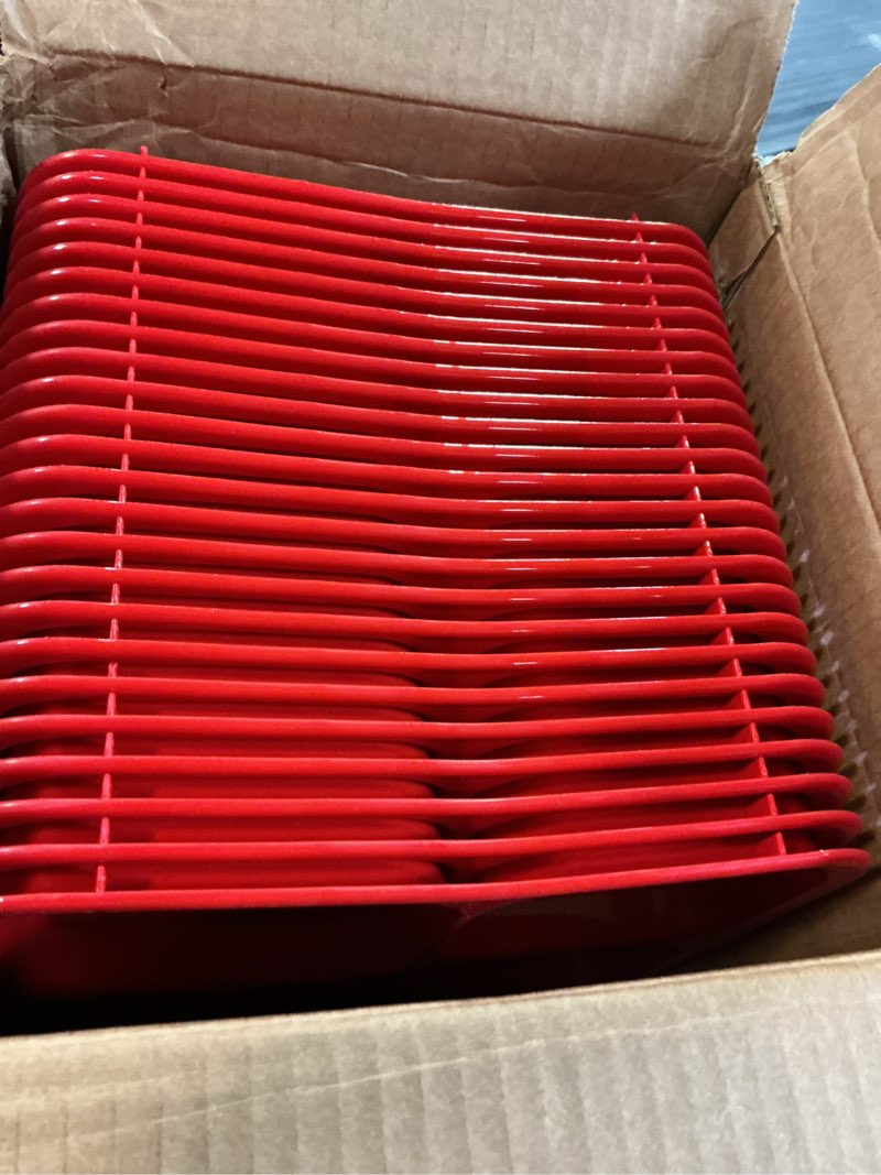 Condition photo showing New/Like New for p614r05 - right-hand 6-compartment polypropylene tray 10" x 14" - red, pack of 24