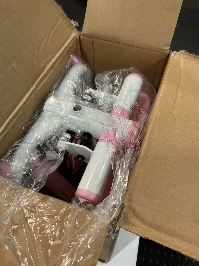 Condition photo showing New/Like New for sunny health & fitness mini steppers for exercise at home, stair step workout machine, full body cardio equipment, with optional free sunnyfit app connection and resistance band classic/pink