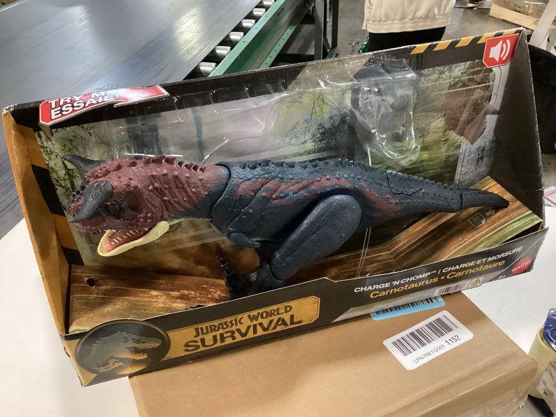 Condition photo showing As Is for Mattel Jurassic World Dinosaur Action Figure, Running & Biting Carnotaurus with Roar Sounds, Charge N Chomp, Digital Play