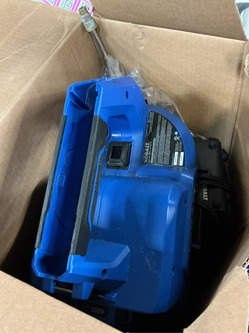 Condition photo showing As Is for kobalt 2.11-gallon plastic pump sprayer