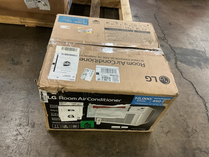 Condition photo showing As Is for lg 10000 btu smart wi-fi enabled, ultra-quite, quick and easy installation window air conditioner with remote, thinq technology, washable filter, eco-friendly r32 refrigerant (white)