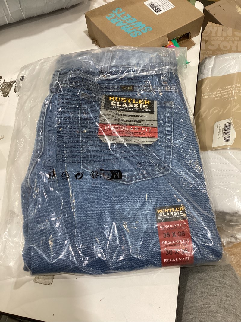 Condition photo showing New/Like New for Rustler Mens Classic Regular Fit 36W x 36L Stonewash