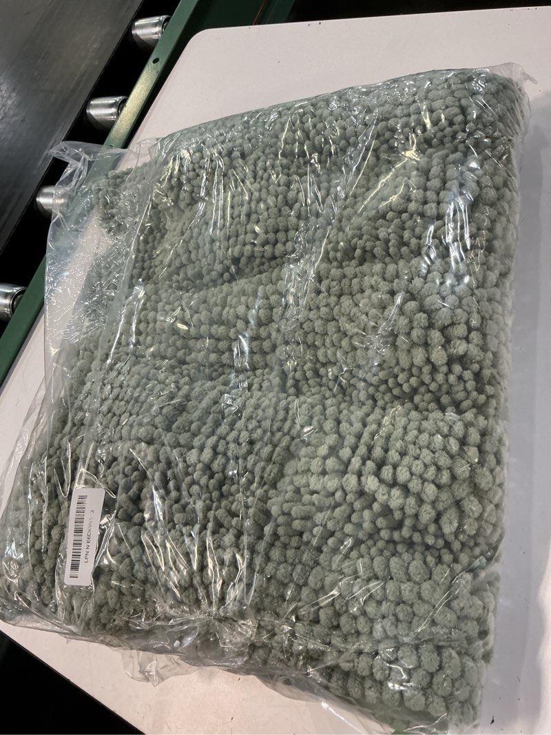 Condition photo showing Good Condition for turquoize non slip shaggy chenille microfibers bathroom rug sage bathroom mat extra long bath rug 59 x 20 kitchen rugs and mats, super water absorbent & soft washable bath rug for kitchen, sage 59" x 20" sage