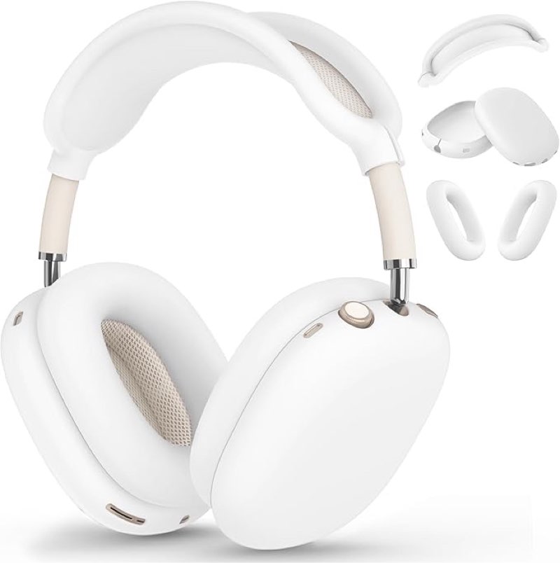 Case Compatible with AirPods Max with Apple AirPods Max Ear Pad, Ear Cups, Headband Silicone Covers (White) 