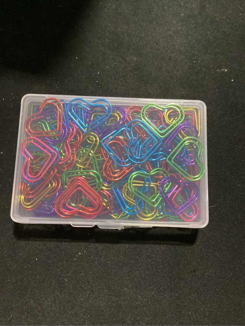 Condition photo showing Good Condition for 105 pieces colorful paper clips metal heart paperclips for office stationery school supplies