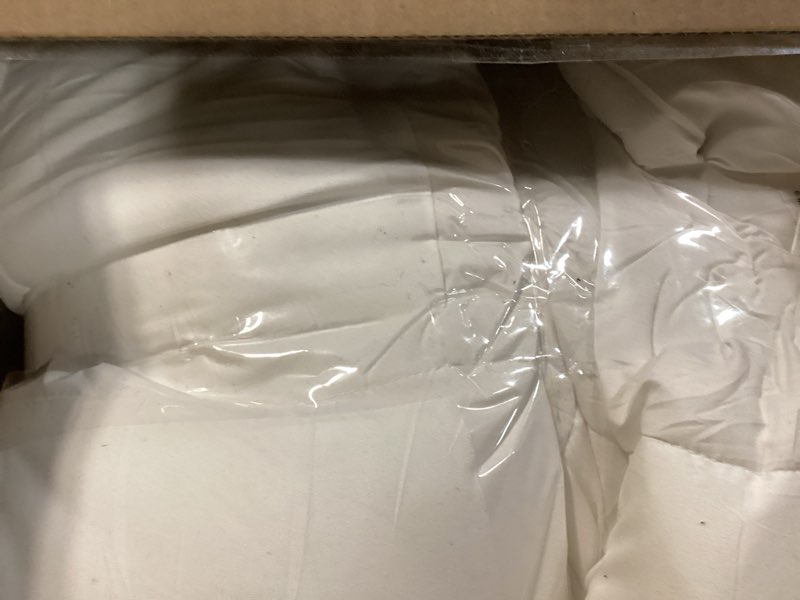 Condition photo showing As Is for hyleory all season california king size bed comforter - cooling goose down alternative quilted duvet insert with corner tabs - winter warm - machine washable - white cal king?96*104? white
