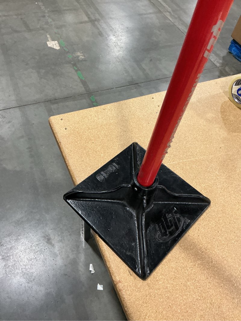 Condition photo showing Good Condition for 10"x10" steel tamper with 48" handle, heavy duty hand compactor tool for leveling soil, gravel, sand, asphalt, ground, paver, driveway, garden, yard and blacktop repair