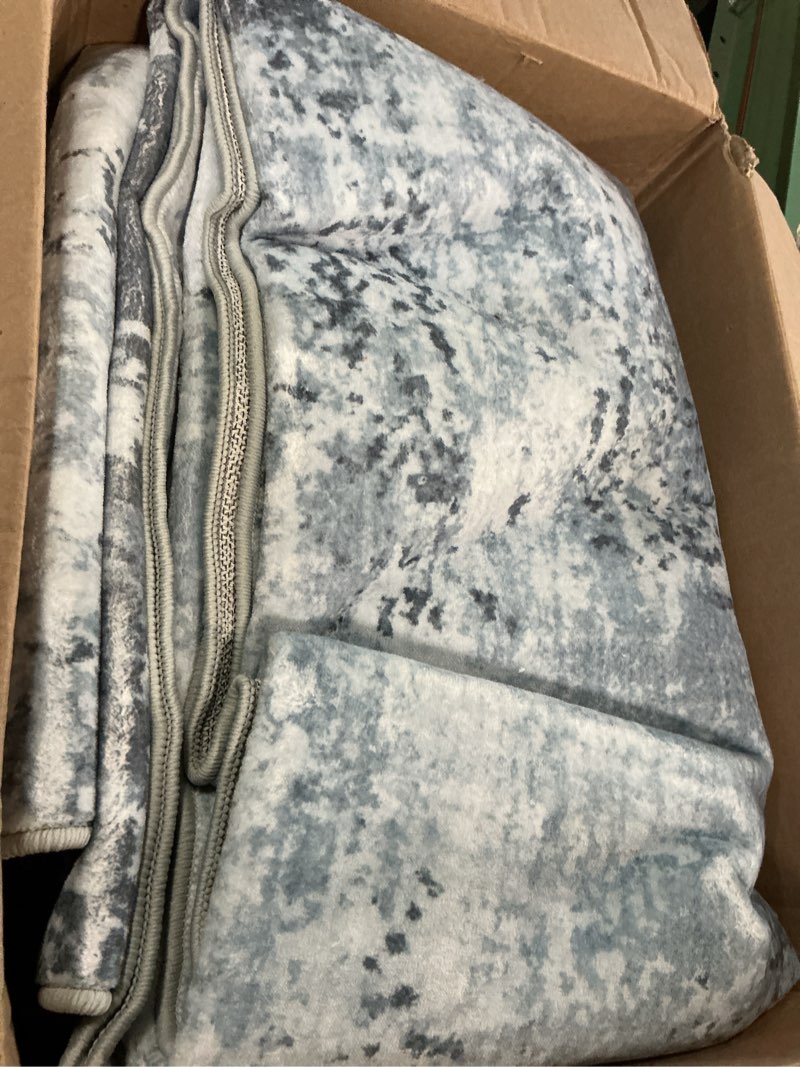 Condition photo showing Good Condition for 6x9 ft large area rugs for living room, soft non-slip washable rugs modern abstract pattern carpet for bedroom indoor floor nursery home decor (blue) ac66 blue 6' x 9' (rectangular)