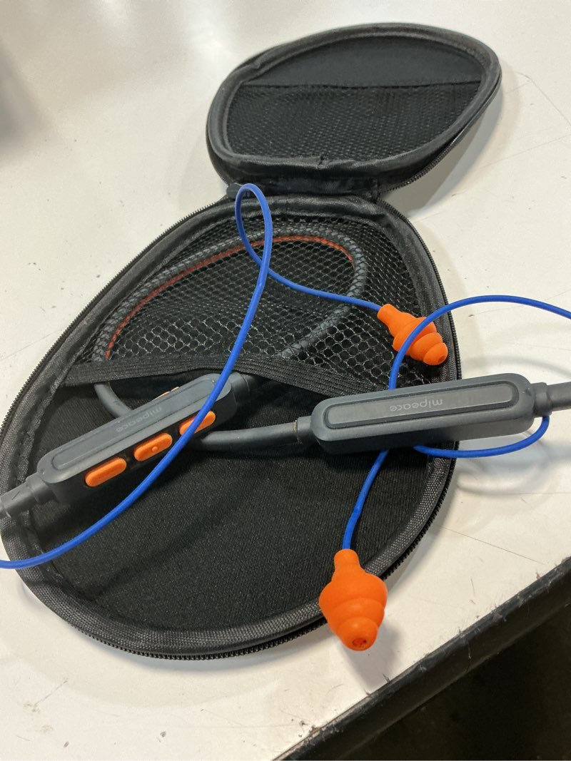 Condition photo showing As Is for mipeace bluetooth earplug headphones, neckband wireless earbuds earplugs-29db noise reduction isolating in-ear earplug earphones with controls,ipx5 sweatproof,19+hour battery(gray)